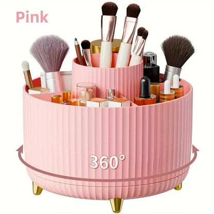 Rotating Makeup Brush Holder 360° – 5 Slot Cosmetic Organizer for Vanity, Desk & Bathroom Storage Ezkrea