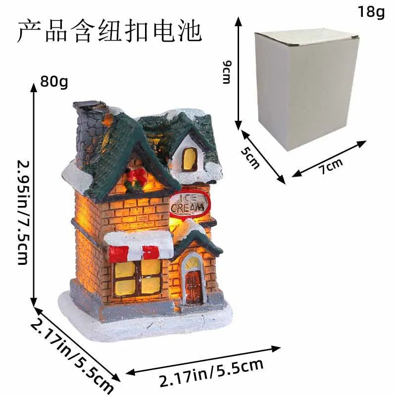 1~6pcs LED Night Light Christmas Ornaments 2025 Luminous Castle Snow House Sculpture Xmas Decoration for Home New Year Navidad Ezkrea