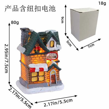 1~6pcs LED Night Light Christmas Ornaments 2025 Luminous Castle Snow House Sculpture Xmas Decoration for Home New Year Navidad Ezkrea