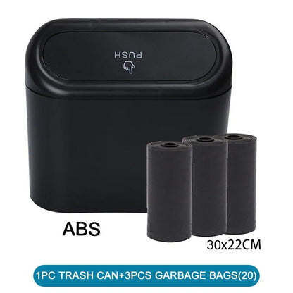 Trash Can for Car with Lid – Leak-Proof Mini Bin with 60/300 Bags | Compact Car Garbage Holder & Organizer Accessory Ezkrea