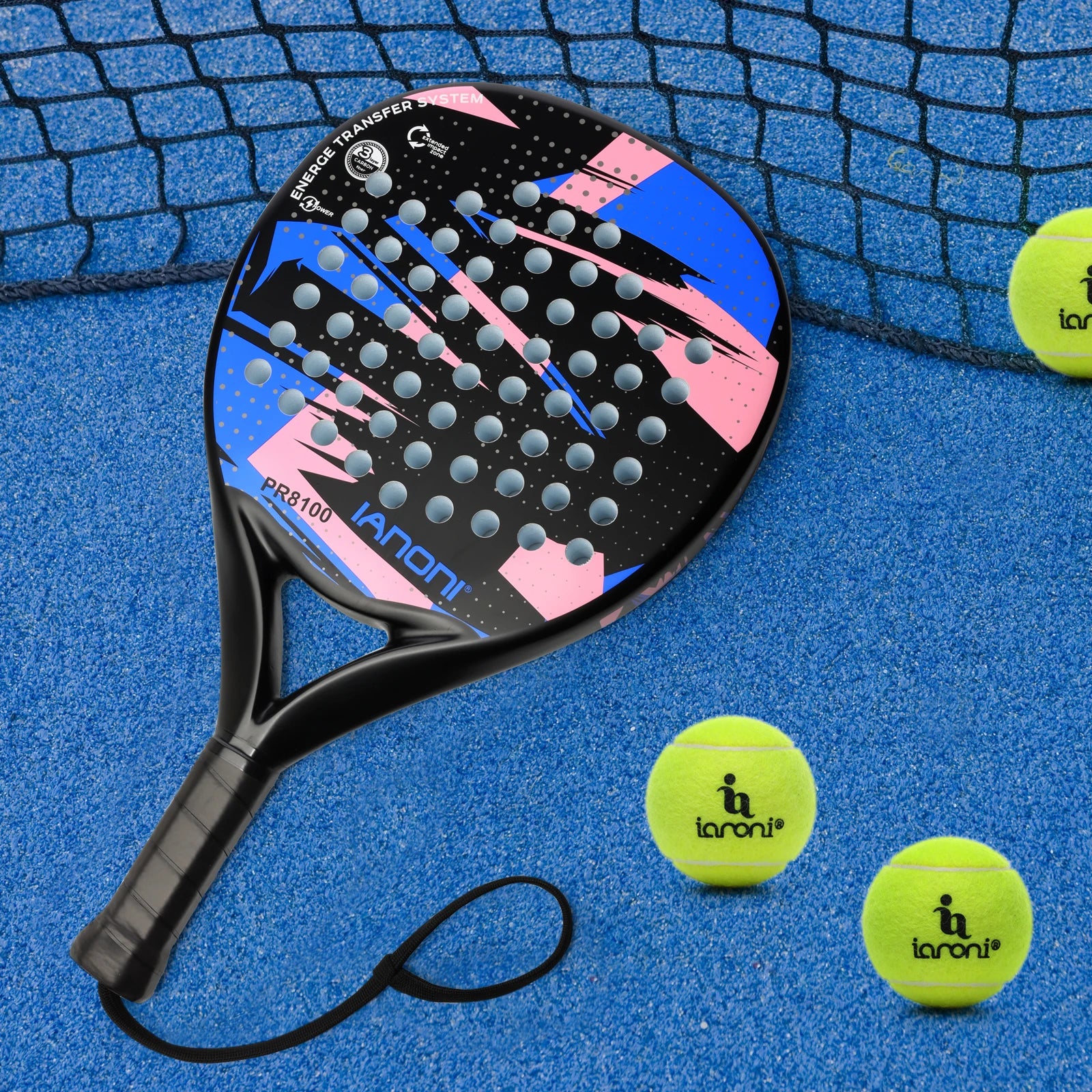 IANONI Padel Racket Carbon Fiber Surface with EVA Memory Flex Foam Core Padel Tennis Racquets Lightweight Ezkrea