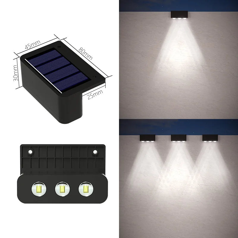 LED Solar Wall Lamp Outdoor Waterproof Up & Down Light for Garden Fence Decoration Ezkrea