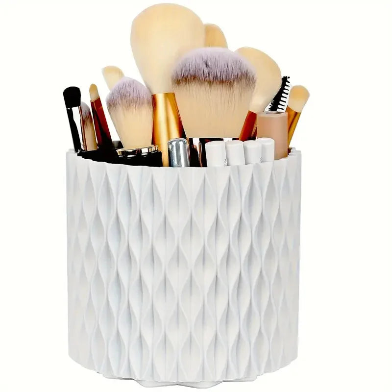 Rotating Makeup Brush Holder 360° – 5 Slot Cosmetic Organizer for Vanity, Desk & Bathroom Storage Ezkrea