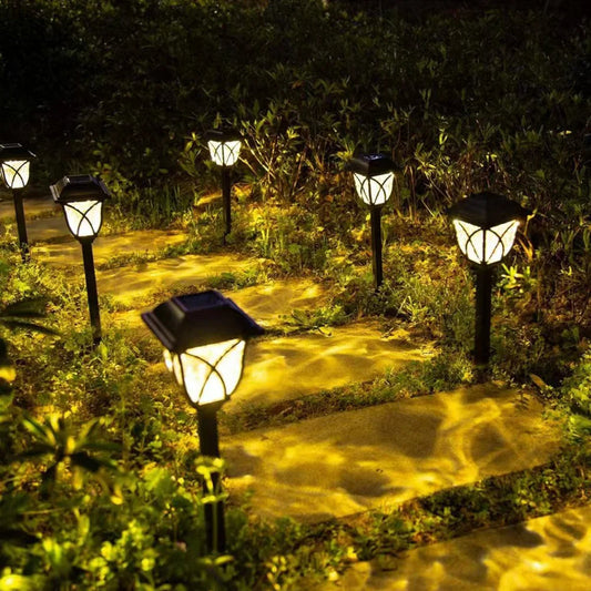 2pcs LED Solar Lawn Lights Outdoor Waterproof Garden Pathway Lamps Warm Light for Villa Courtyard Landscape Decoration Miflame Ezkrea