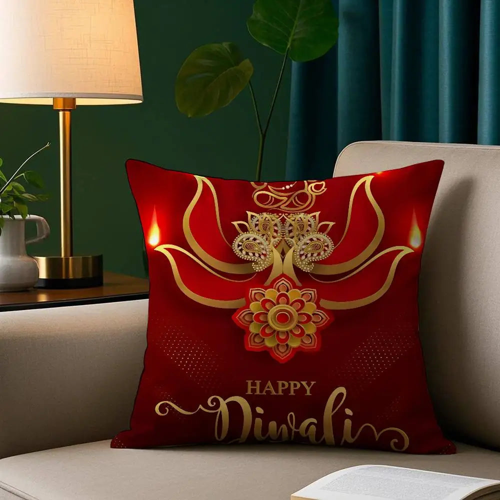 Diwali Festival Pillow Case Cozy Plush Pillow Cover Double Side Printed – Home Gift for Bedroom Decor Ezkrea