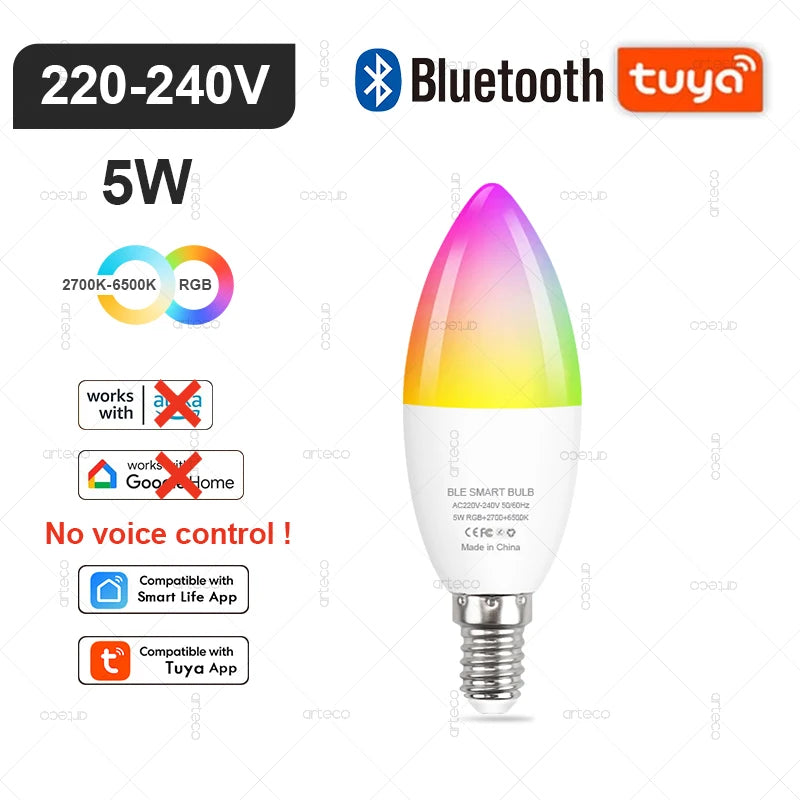 Tuya Smart LED Bulb E27/E14/GU10 | RGB+W WiFi Zigbee Bluetooth Ezkrea