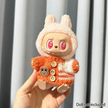 For 15-17 cm v1v2 Labubu Clothes outfit Labubu Sitting Party Bear Label Scarf Hat Bag Dolls Accessories Cute Decoration Ezkrea