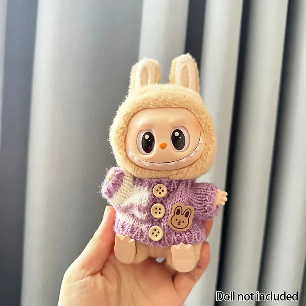 For 15-17 cm v1v2 Labubu Clothes outfit Labubu Sitting Party Bear Label Scarf Hat Bag Dolls Accessories Cute Decoration Ezkrea