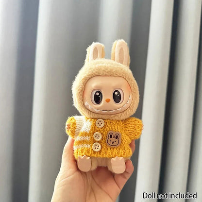 For 15-17 cm v1v2 Labubu Clothes outfit Labubu Sitting Party Bear Label Scarf Hat Bag Dolls Accessories Cute Decoration Ezkrea