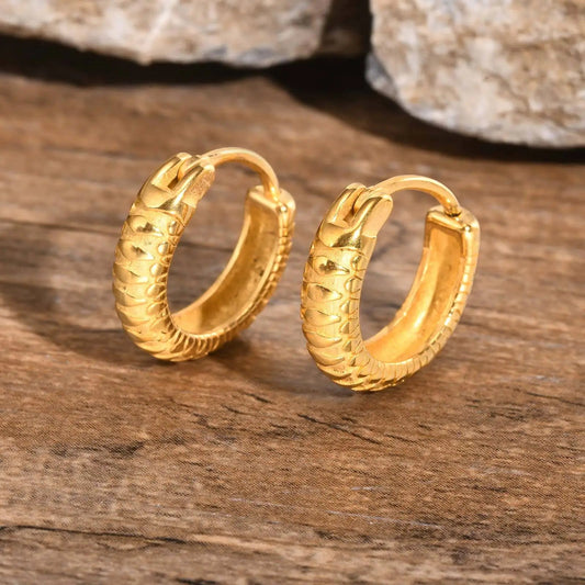 Snake Textured Hoop Earrings for Men, Anti Allergy Stainless Steel Animal Huggies Hoop Earrings,Male Earring Jewelry Gift Ezkrea