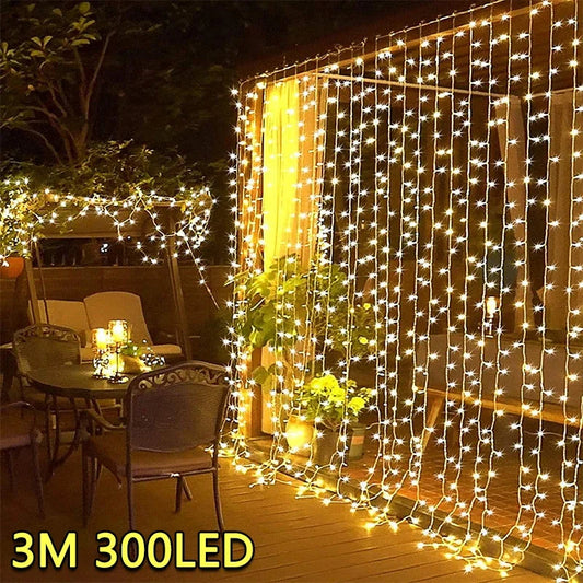 3M LED Curtain String Lights Fairy Decoration USB Holiday Garland Lamp 8 Mode For Home Garden Christmas Party New Year Wedding Ezkrea