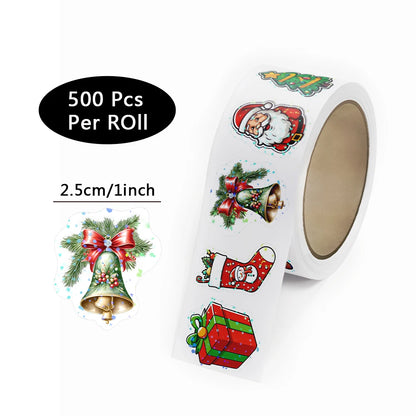 500pcs Laser Cartoon Christmas Stickers Christmas Gift Wrapping Label Sticker Reward Stickers Scrapbook Stationery,1" Ezkrea