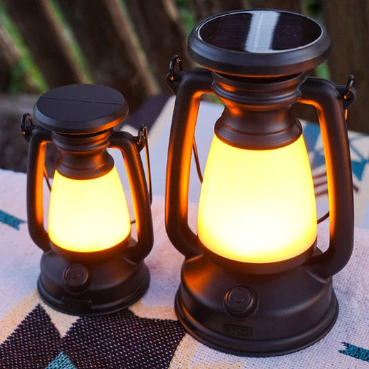 USB Rechargeable & Solar Camping Lantern – Portable Outdoor Tent Light with 3 Dimming Modes & Hanging Design Ezkrea