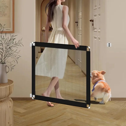 Pet Dog Barrier Fences With 6pcs Hook Pet Isolated Network Stairs Gate New Folding Breathable Mesh Playpen For Dog Safety Fence Ezkrea