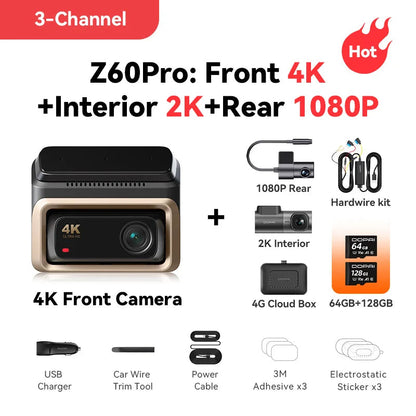 2025 New DDPAI Z60 Pro 4K Dash Cam Auto Dashcam Front and Rear GPS Car Camera for SONY Sensor WiFi ADAS 4G DVR Video Recorder Ezkrea