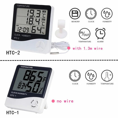 Digital Temperature & Humidity Meter with LCD Display – Indoor/Outdoor Thermometer Hygrometer & Clock EZKrea.com