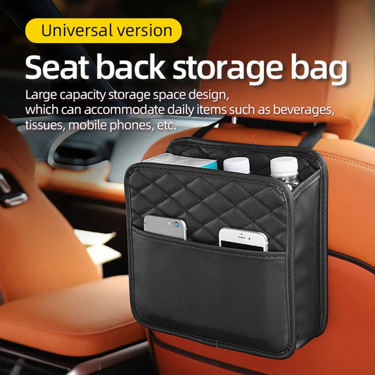 Multifunctional Car Seat Storage Bag – Leather Organizer & Trash Holder | Universal Fit Ezkrea