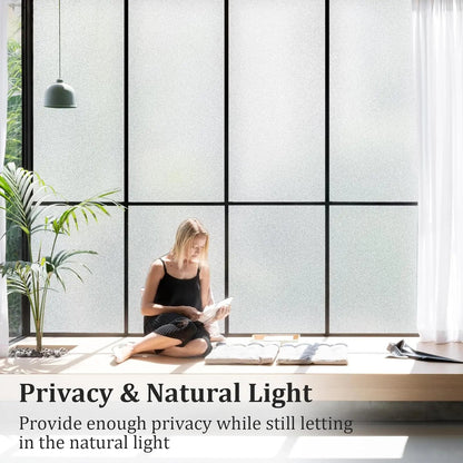 Frosted Window Privacy Film – No Glue Static Cling, Non-Adhesive Sun Blocking & Heat Control for Bathroom/Office/Glass Doors Ezkrea