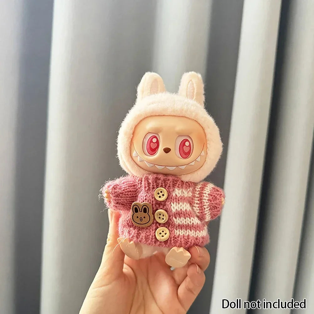 For 15-17 cm v1v2 Labubu Clothes outfit Labubu Sitting Party Bear Label Scarf Hat Bag Dolls Accessories Cute Decoration Ezkrea