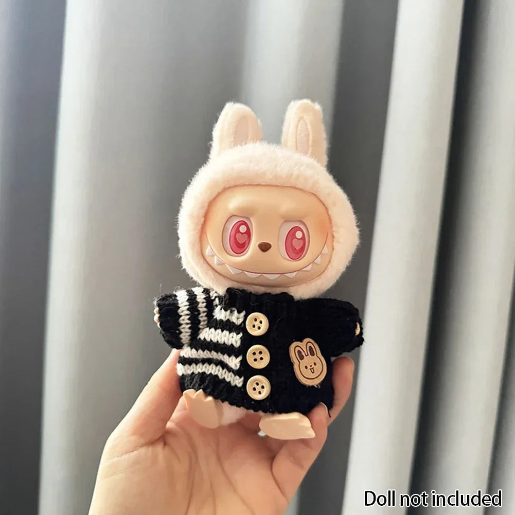 For 15-17 cm v1v2 Labubu Clothes outfit Labubu Sitting Party Bear Label Scarf Hat Bag Dolls Accessories Cute Decoration Ezkrea