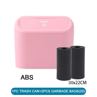 Trash Can for Car with Lid – Leak-Proof Mini Bin with 60/300 Bags | Compact Car Garbage Holder & Organizer Accessory Ezkrea