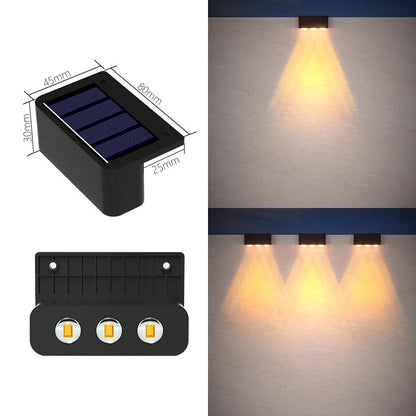 LED Solar Wall Lamp Outdoor Waterproof Up & Down Light for Garden Fence Decoration Ezkrea
