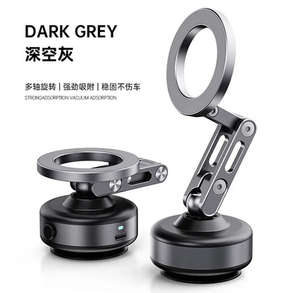 Magnetic Vacuum Adsorption Car Mount – 360° Rotatable Foldable Aluminum Alloy Phone Holder for Smartphones Ezkrea