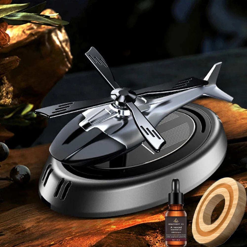Solar-Powered Car Air Freshener – Rotating Aircraft Design with Essential Oils Ezkrea