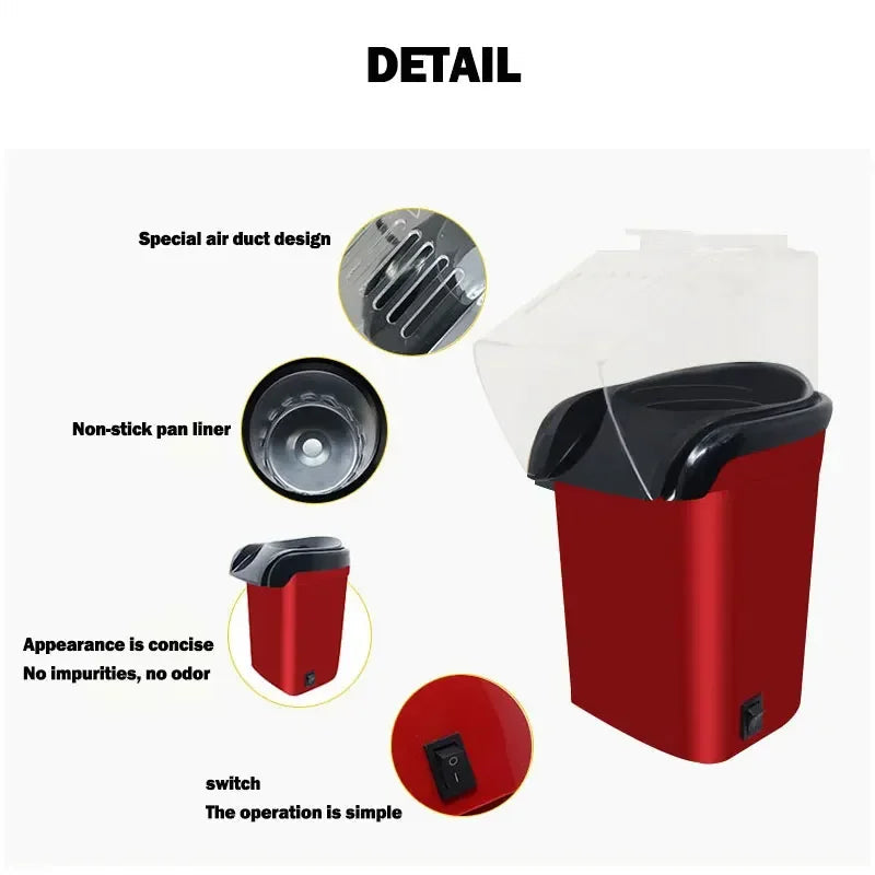 Electric Popcorn Maker Machine – Mini Automatic Popcorn Machine for Home & Kitchen Use | Fast & Easy Household Snack Appliance Ezkrea