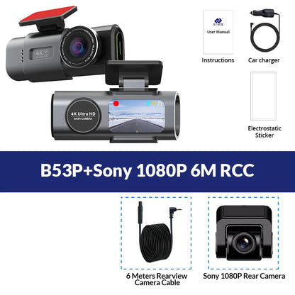 Dash Cam 4K UHD Recording Car Camera DVR Night Vision Video Recorder Built-In Wi-Fi Support GPS 24H Parking Ezkrea