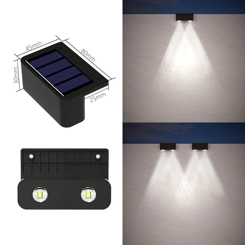 LED Solar Wall Lamp Outdoor Waterproof Up & Down Light for Garden Fence Decoration Ezkrea