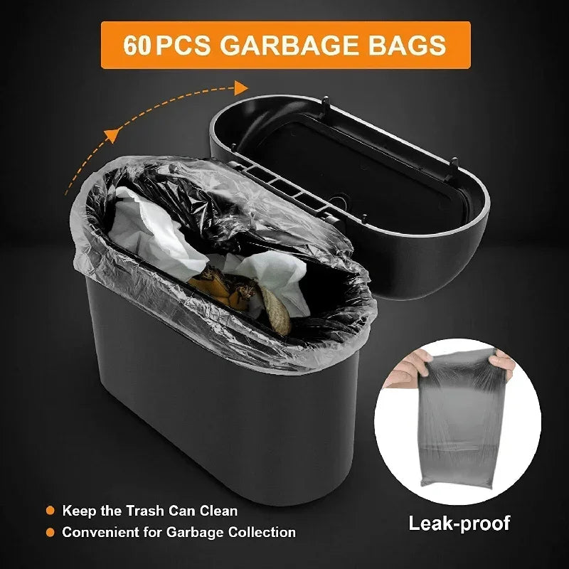 Trash Can for Car with Lid – Leak-Proof Mini Bin with 60/300 Bags | Compact Car Garbage Holder & Organizer Accessory Ezkrea