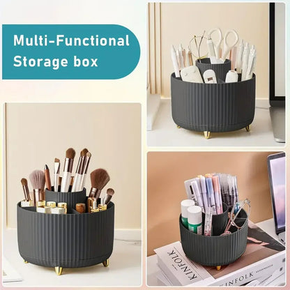 Rotating Makeup Brush Holder 360° – 5 Slot Cosmetic Organizer for Vanity, Desk & Bathroom Storage Ezkrea