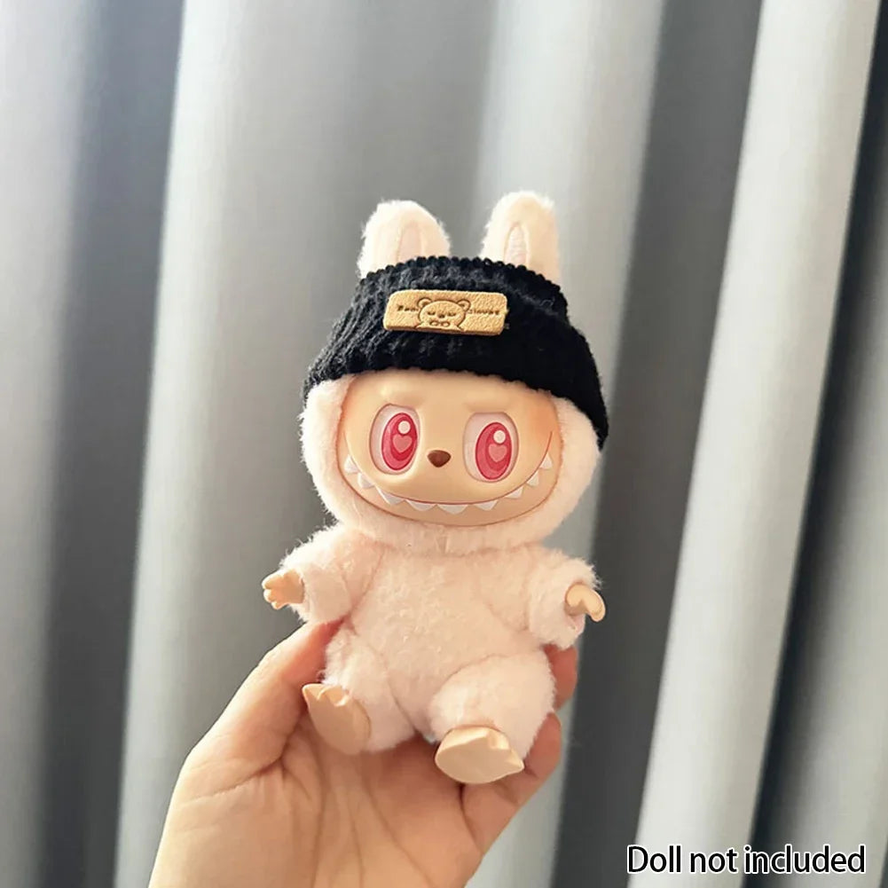 For 15-17 cm v1v2 Labubu Clothes outfit Labubu Sitting Party Bear Label Scarf Hat Bag Dolls Accessories Cute Decoration Ezkrea