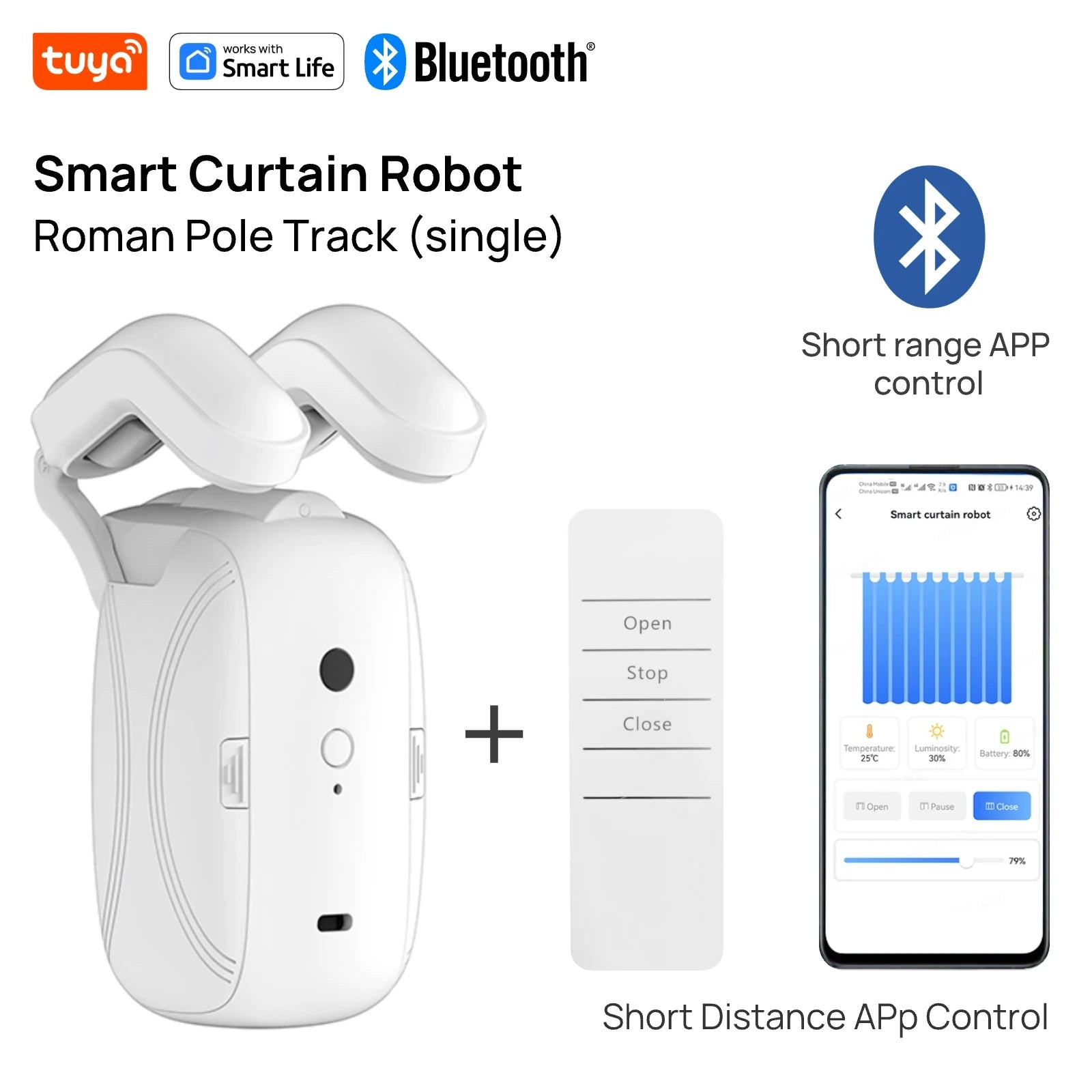 Tuya Smart Curtain Robot | Roman Rod Bluetooth Motor for Smart Home Tuya Automation Ezkrea