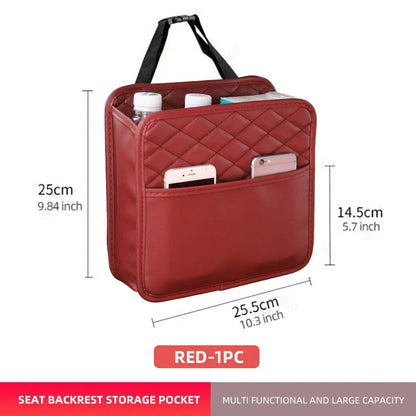 Multifunctional Car Seat Storage Bag – Leather Organizer & Trash Holder | Universal Fit Ezkrea