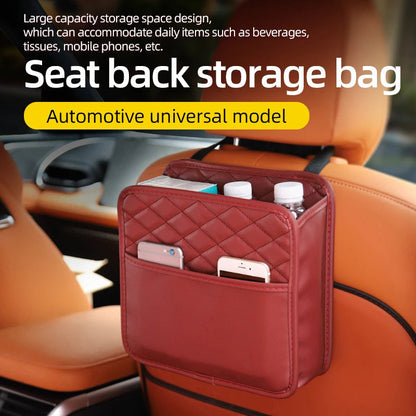 Multifunctional Car Seat Storage Bag – Leather Organizer & Trash Holder | Universal Fit Ezkrea