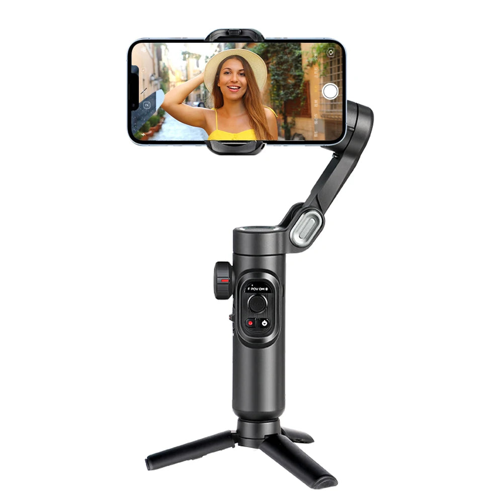 Smart XE 3-Axis Gimbal Stabilizer w/ Fill Light – Face Tracking, Vlogging & TikTok Ready for iPhone & Android Smartphones Ezkrea