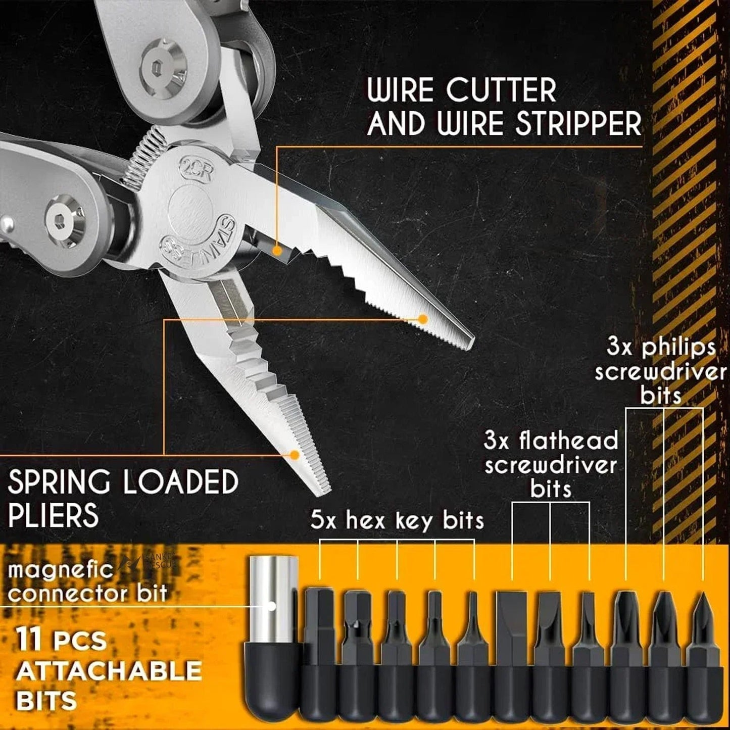 24-in-1 Multitool Pliers – Survival Gear for Camping, Hunting & DIY | Ultimate Gift for Men, Dad, Husband Ezkrea