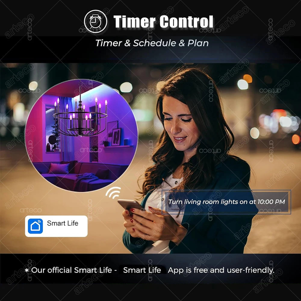 Tuya Smart LED Bulb E27/E14/GU10 | RGB+W WiFi Zigbee Bluetooth Ezkrea