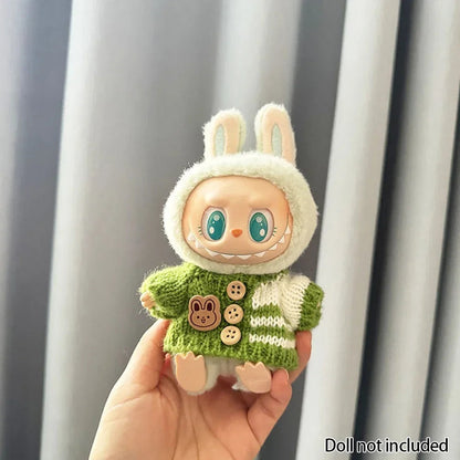 For 15-17 cm v1v2 Labubu Clothes outfit Labubu Sitting Party Bear Label Scarf Hat Bag Dolls Accessories Cute Decoration Ezkrea