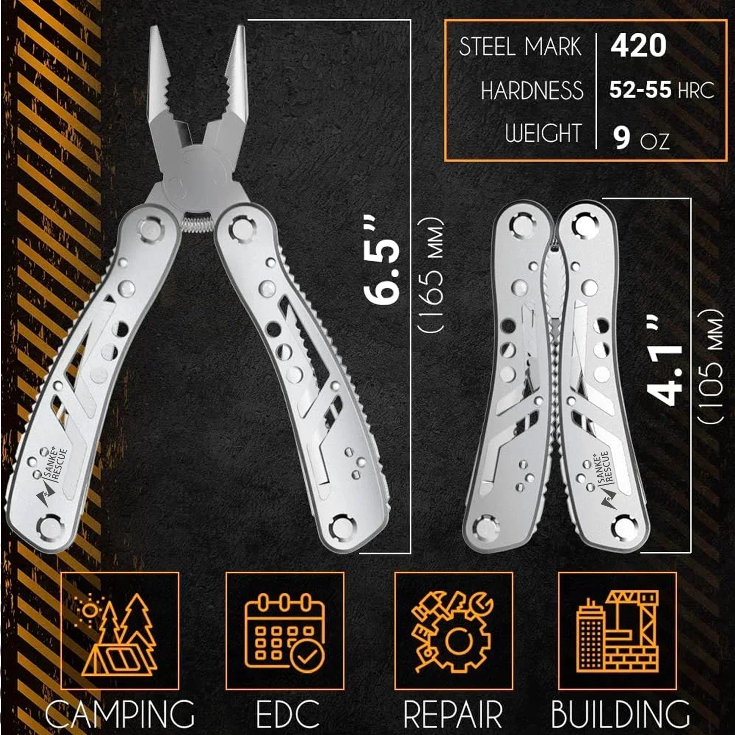 24-in-1 Multitool Pliers – Survival Gear for Camping, Hunting & DIY | Ultimate Gift for Men, Dad, Husband Ezkrea