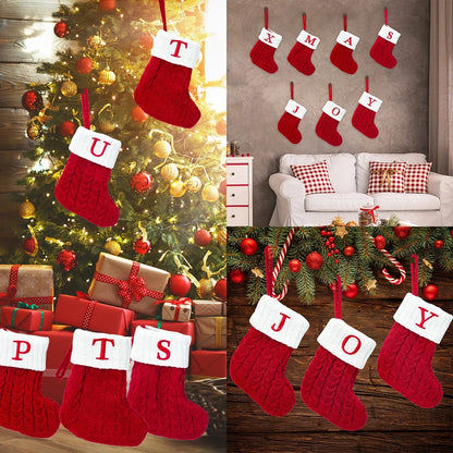 Christmas Socks Knitting Snowflake Letter Stocking Christmas Decoration 2025 For Home Xmas Tree Ornament Gift Navidad Natal 2026 Ezkrea