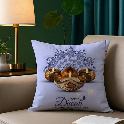 Diwali Festival Pillow Case Cozy Plush Pillow Cover Double Side Printed – Home Gift for Bedroom Decor Ezkrea