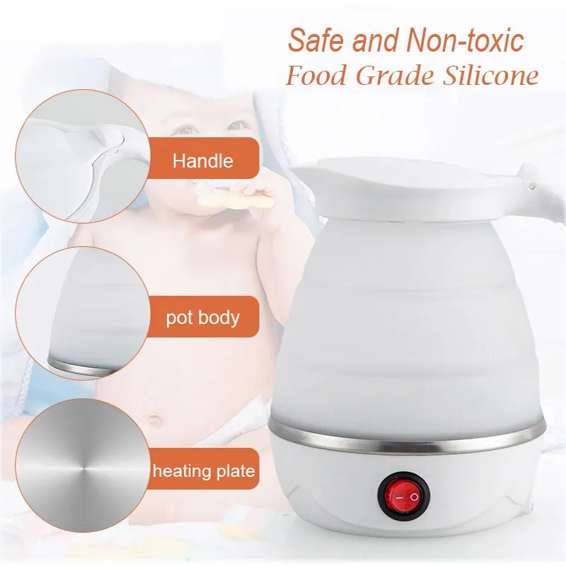 Foldable & Portable Electric Travel Kettle – 600ML, 220V, Fast Boiling Water Heater EZKrea.com