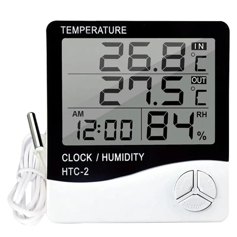 Digital Temperature & Humidity Meter with LCD Display – Indoor/Outdoor Thermometer Hygrometer & Clock EZKrea.com