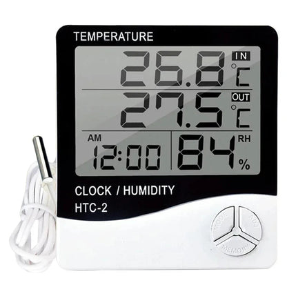 Digital Temperature & Humidity Meter with LCD Display – Indoor/Outdoor Thermometer Hygrometer & Clock EZKrea.com