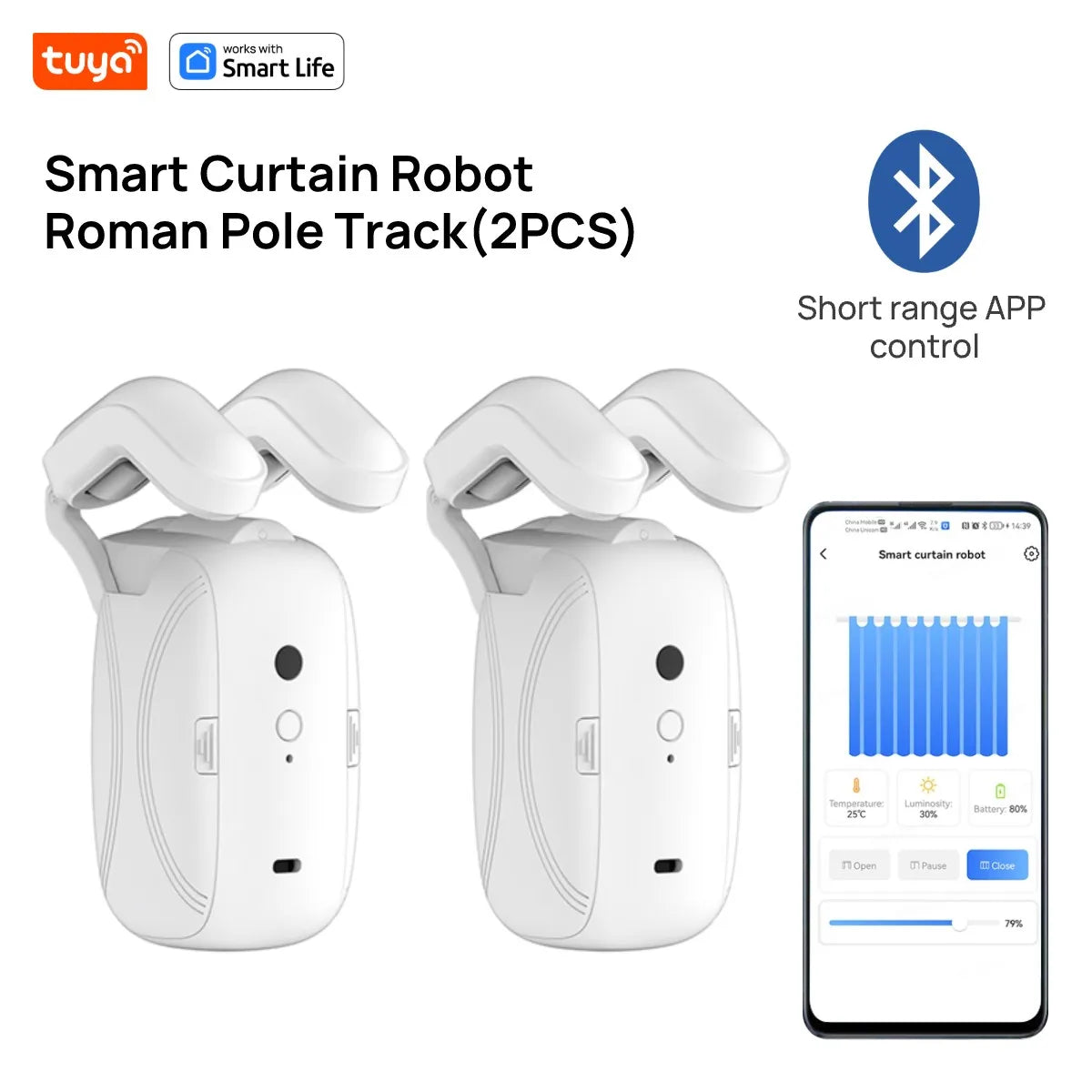 Tuya Smart Curtain Robot | Roman Rod Bluetooth Motor for Smart Home Tuya Automation Ezkrea