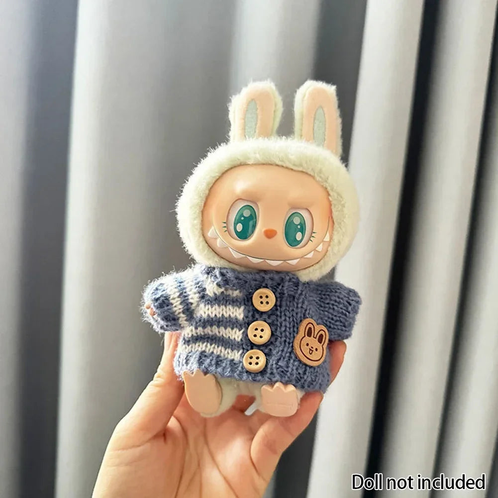 For 15-17 cm v1v2 Labubu Clothes outfit Labubu Sitting Party Bear Label Scarf Hat Bag Dolls Accessories Cute Decoration Ezkrea