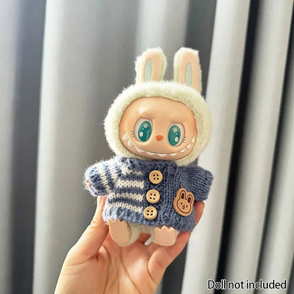 For 15-17 cm v1v2 Labubu Clothes outfit Labubu Sitting Party Bear Label Scarf Hat Bag Dolls Accessories Cute Decoration Ezkrea